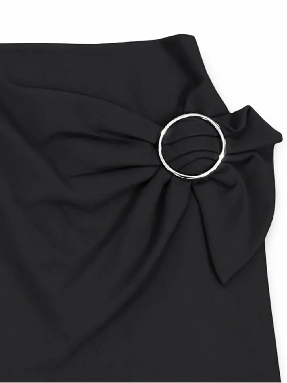 Zara‎ Woman Black Wrap Mini Skirt W/Ring Detail, S